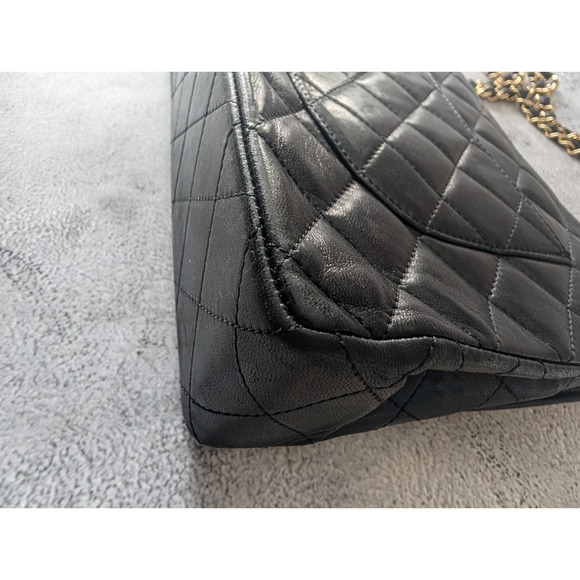 RARE Vintage Chanel Paris Limited 26cm Double Flap Two-Tone CC Black Lambskin - Picture 11 of 16